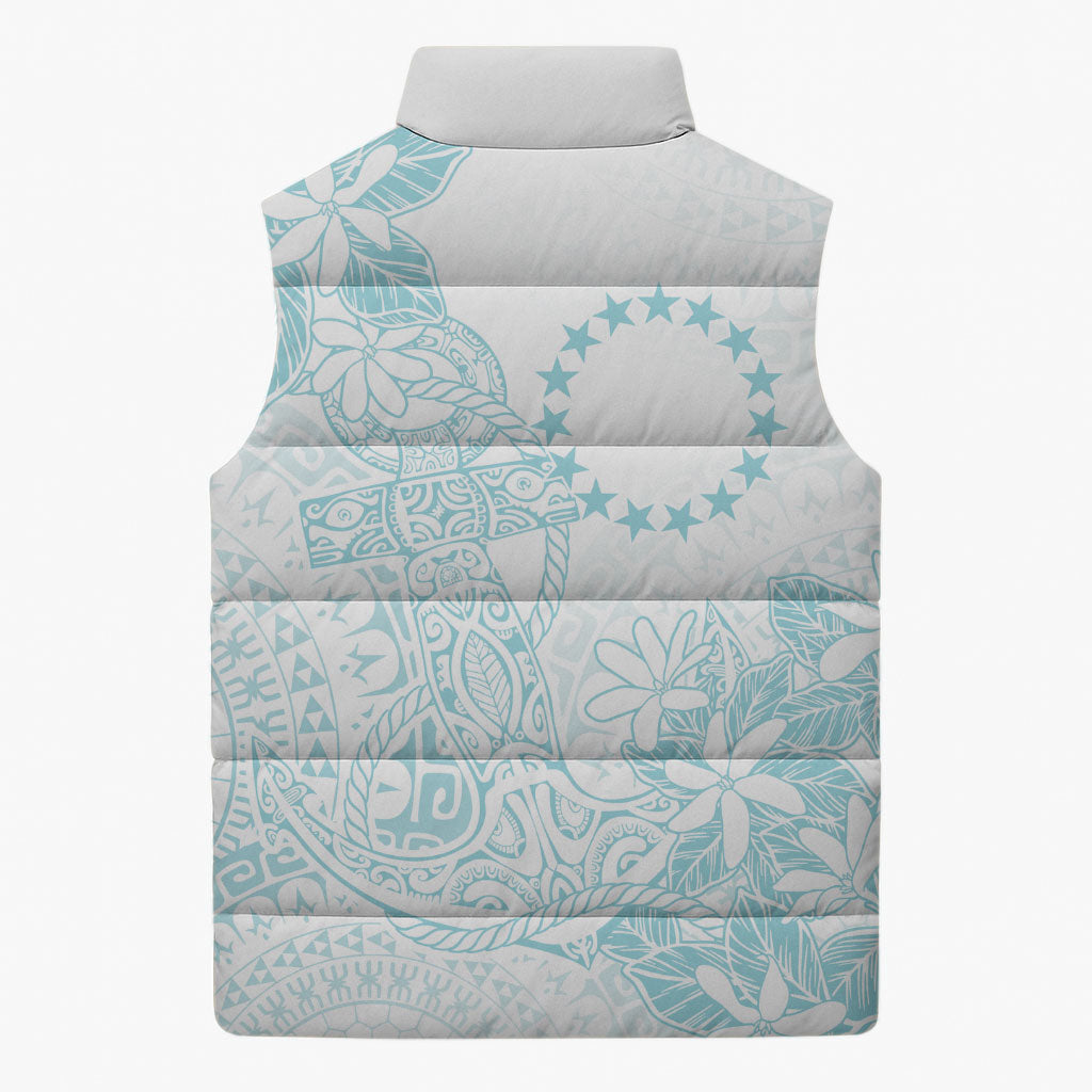 Turquoise Kuki Airani Tapakau Sleeveless Puffer Jacket Tribal Anchor Mix Tiare LT7 - Polynesian Pride