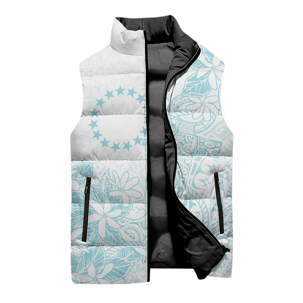 Turquoise Kuki Airani Tapakau Sleeveless Puffer Jacket Tribal Anchor Mix Tiare LT7 - Polynesian Pride