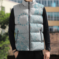 Turquoise Kuki Airani Tapakau Sleeveless Puffer Jacket Tribal Anchor Mix Tiare LT7 - Polynesian Pride