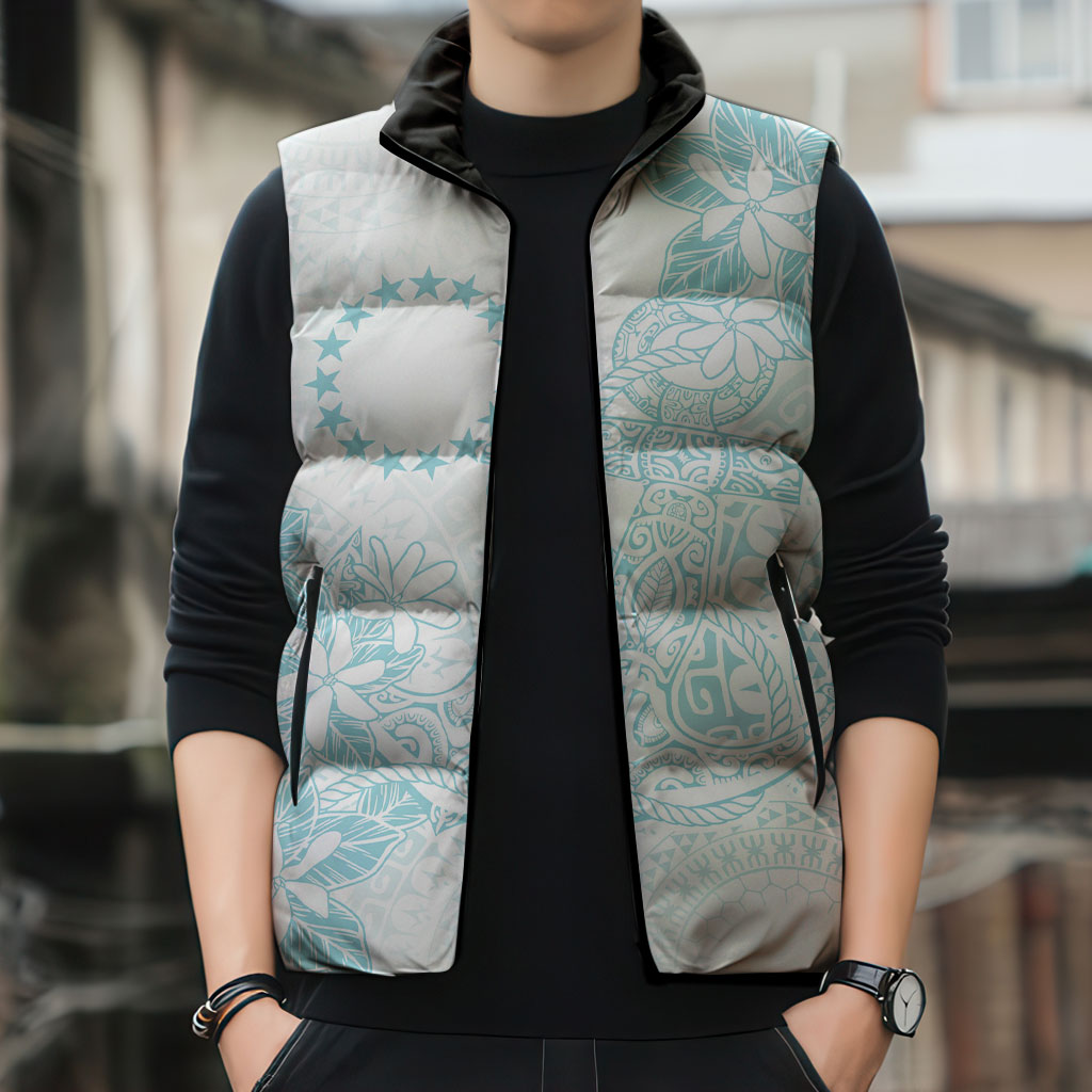 Turquoise Kuki Airani Tapakau Sleeveless Puffer Jacket Tribal Anchor Mix Tiare LT7 - Polynesian Pride