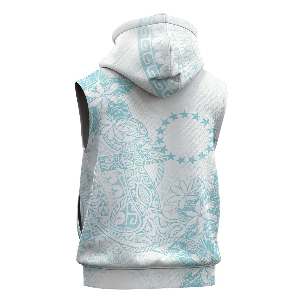 Turquoise Kuki Airani Tapakau Sleeveless Zip Hoodie Tribal Anchor Mix Tiare LT7 - Polynesian Pride
