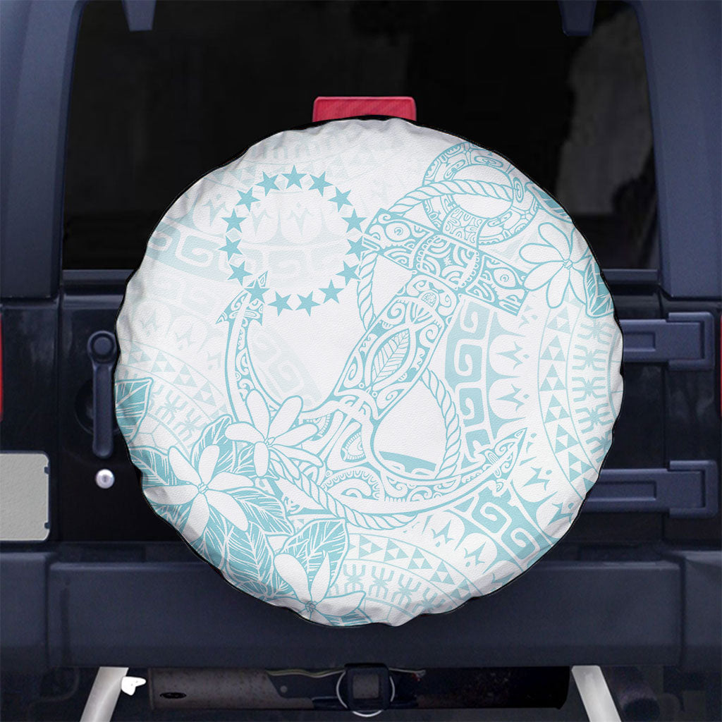Turquoise Kuki Airani Tapakau Spare Tire Cover Tribal Anchor Mix Tiare LT7 No hole Turquoise - Polynesian Pride