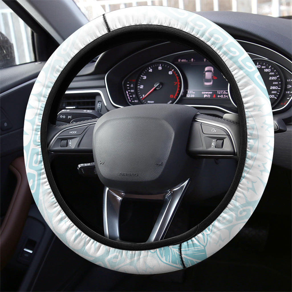 Turquoise Kuki Airani Tapakau Steering Wheel Cover Tribal Anchor Mix Tiare LT7 - Polynesian Pride