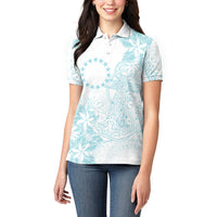 Turquoise Kuki Airani Tapakau Women Polo Shirt Tribal Anchor Mix Tiare LT7 - Polynesian Pride