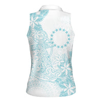Turquoise Kuki Airani Tapakau Women Sleeveless Polo Shirt Tribal Anchor Mix Tiare LT7 - Polynesian Pride