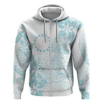 Turquoise Kuki Airani Tapakau Zip Hoodie Tribal Anchor Mix Tiare LT7 Zip Hoodie Turquoise - Polynesian Pride