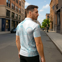 Turquoise Kuki Airani Tapakau Zipper Polo Shirt Tribal Anchor Mix Tiare LT7 - Polynesian Pride