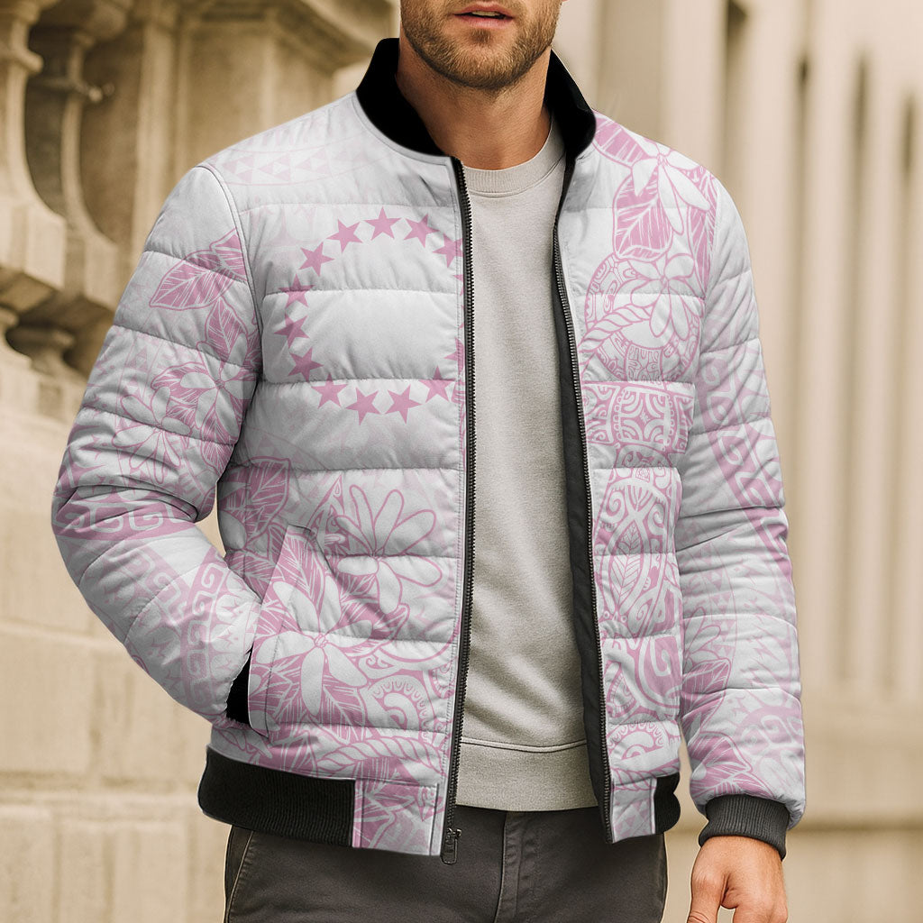 Candy Pink Kuki Airani Tapakau Bomber Puffer Jacket Tribal Anchor Mix Tiare LT7 - Polynesian Pride