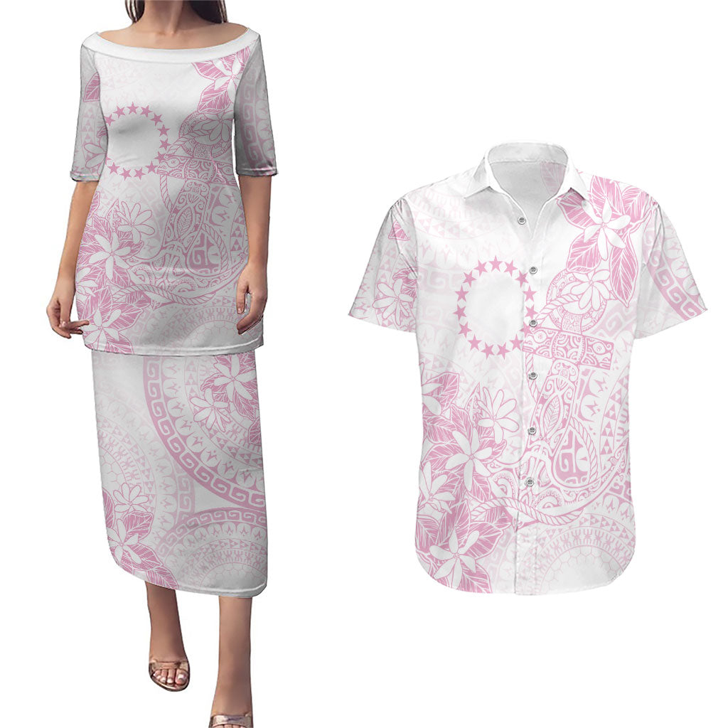 Candy Pink Kuki Airani Tapakau Couples Matching Puletasi and Hawaiian Shirt Tribal Anchor Mix Tiare LT7 Candy Pink - Polynesian Pride