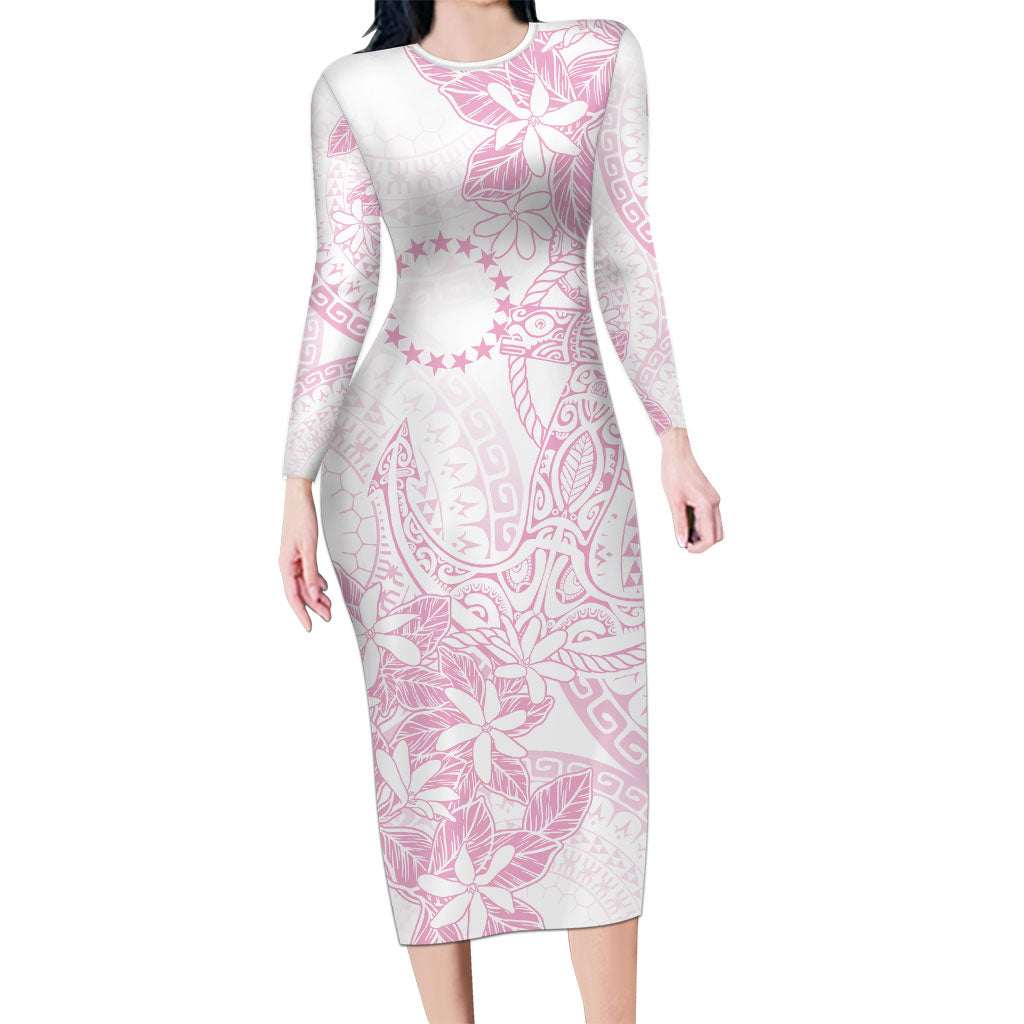 Candy Pink Kuki Airani Tapakau Family Matching Long Sleeve Bodycon Dress and Hawaiian Shirt Tribal Anchor Mix Tiare LT7 Mom's Dress Candy Pink - Polynesian Pride