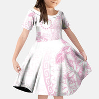 Candy Pink Kuki Airani Tapakau Family Matching Summer Maxi Dress and Hawaiian Shirt Tribal Anchor Mix Tiare LT7 Daughter's Dress Candy Pink - Polynesian Pride