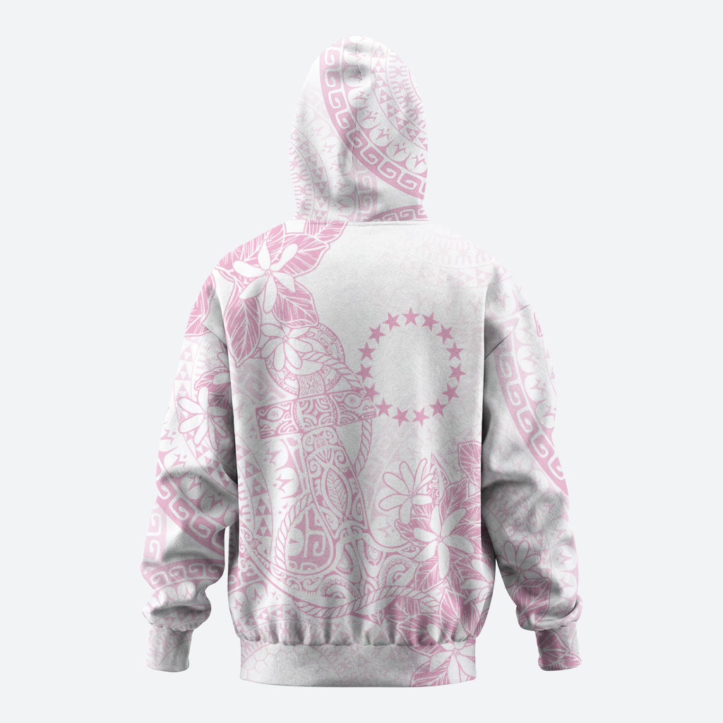 Candy Pink Kuki Airani Tapakau Hoodie Tribal Anchor Mix Tiare