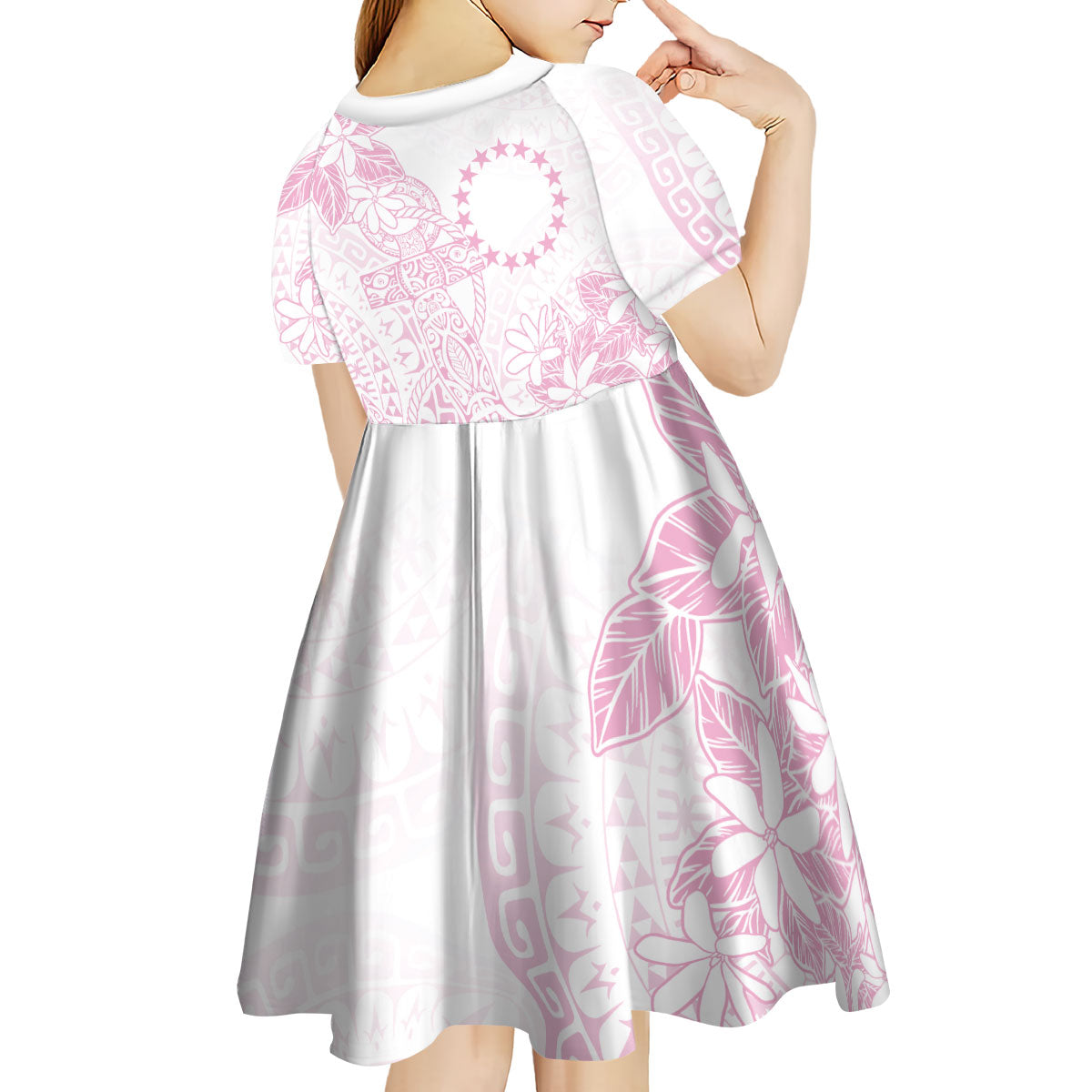 Candy Pink Kuki Airani Tapakau Kid Short Sleeve Dress Tribal Anchor Mix Tiare LT7 - Polynesian Pride