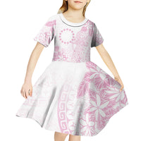 Candy Pink Kuki Airani Tapakau Kid Short Sleeve Dress Tribal Anchor Mix Tiare LT7 - Polynesian Pride