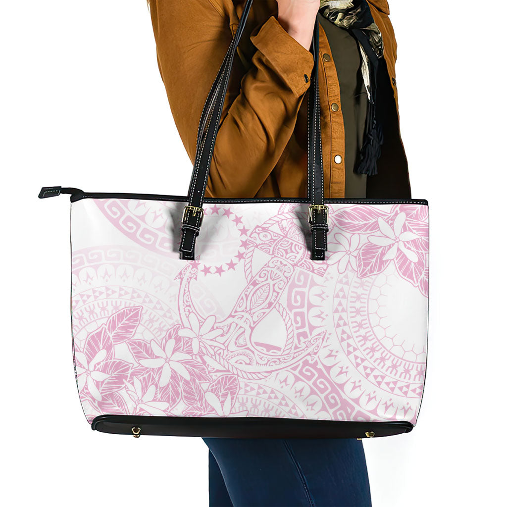 Candy Pink Kuki Airani Tapakau Leather Tote Bag Tribal Anchor Mix Tiare