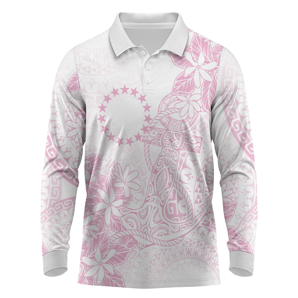 Candy Pink Kuki Airani Tapakau Long Sleeve Polo Shirt Tribal Anchor Mix Tiare LT7 Candy Pink - Polynesian Pride