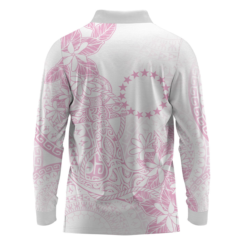 Candy Pink Kuki Airani Tapakau Long Sleeve Polo Shirt Tribal Anchor Mix Tiare LT7 - Polynesian Pride