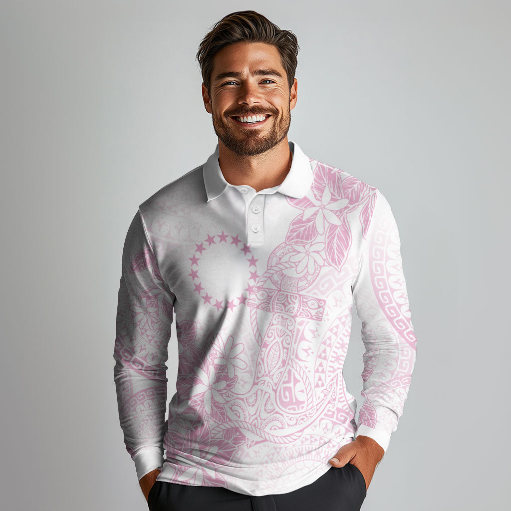Candy Pink Kuki Airani Tapakau Long Sleeve Polo Shirt Tribal Anchor Mix Tiare LT7 - Polynesian Pride