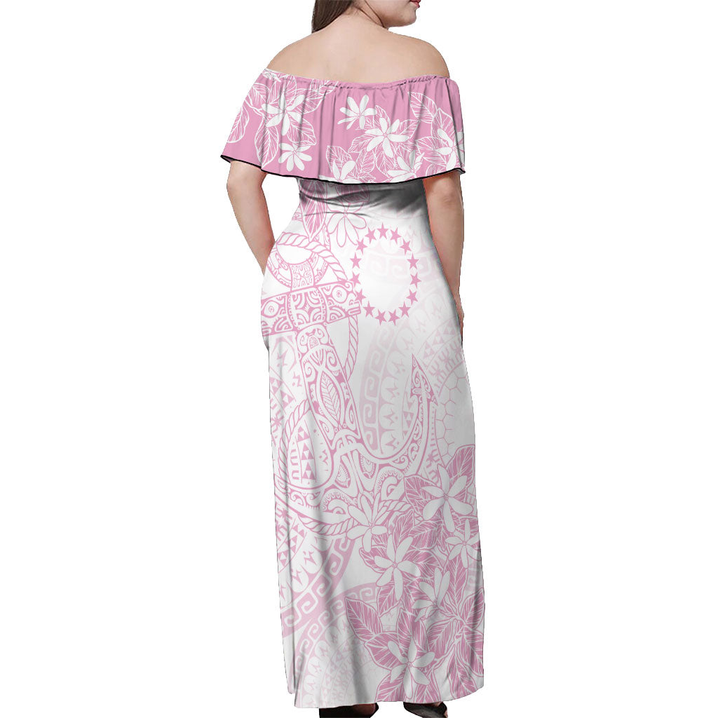 Candy Pink Kuki Airani Tapakau Off Shoulder Maxi Dress Tribal Anchor Mix Tiare LT7 - Polynesian Pride