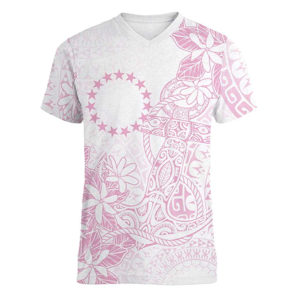 Candy Pink Kuki Airani Tapakau Women V-Neck T-Shirt Tribal Anchor Mix Tiare LT7 Female Candy Pink - Polynesian Pride