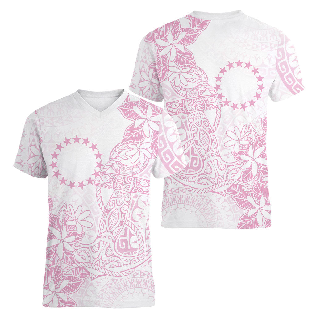 Candy Pink Kuki Airani Tapakau Women V-Neck T-Shirt Tribal Anchor Mix Tiare LT7 - Polynesian Pride