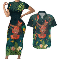 Hawaii Hula Girl Vintage Couples Matching Short Sleeve Bodycon Dress and Hawaiian Shirt Tropical Forest LT7 Colorful - Polynesian Pride