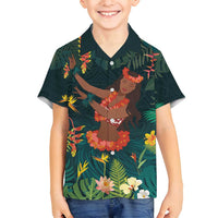Hawaii Hula Girl Vintage Family Matching Long Sleeve Bodycon Dress and Hawaiian Shirt Tropical Forest LT7 Son's Shirt Colorful - Polynesian Pride