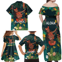 Hawaii Hula Girl Vintage Family Matching Off Shoulder Maxi Dress and Hawaiian Shirt Tropical Forest LT7 - Polynesian Pride