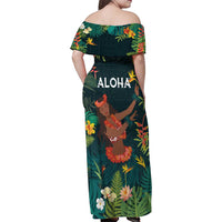 Hawaii Hula Girl Vintage Family Matching Off Shoulder Maxi Dress and Hawaiian Shirt Tropical Forest LT7 - Polynesian Pride