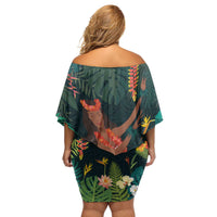 Hawaii Hula Girl Vintage Family Matching Off Shoulder Short Dress and Hawaiian Shirt Tropical Forest LT7 - Polynesian Pride