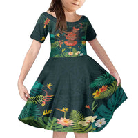 Hawaii Hula Girl Vintage Family Matching Puletasi and Hawaiian Shirt Tropical Forest LT7 Daughter's Dress Colorful - Polynesian Pride