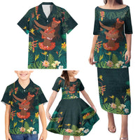 Hawaii Hula Girl Vintage Family Matching Puletasi and Hawaiian Shirt Tropical Forest LT7 - Polynesian Pride