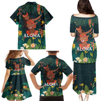 Hawaii Hula Girl Vintage Family Matching Puletasi and Hawaiian Shirt Tropical Forest LT7 - Polynesian Pride