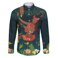 Hawaii Hula Girl Vintage Family Matching Puletasi and Hawaiian Shirt Tropical Forest LT7 Dad's Shirt - Long Sleeve Colorful - Polynesian Pride
