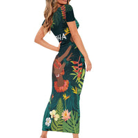 Hawaii Hula Girl Vintage Family Matching Short Sleeve Bodycon Dress and Hawaiian Shirt Tropical Forest LT7 - Polynesian Pride