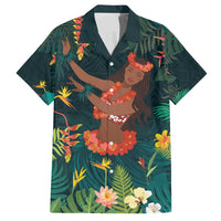 Hawaii Hula Girl Vintage Family Matching Summer Maxi Dress and Hawaiian Shirt Tropical Forest LT7 Dad's Shirt - Short Sleeve Colorful - Polynesian Pride