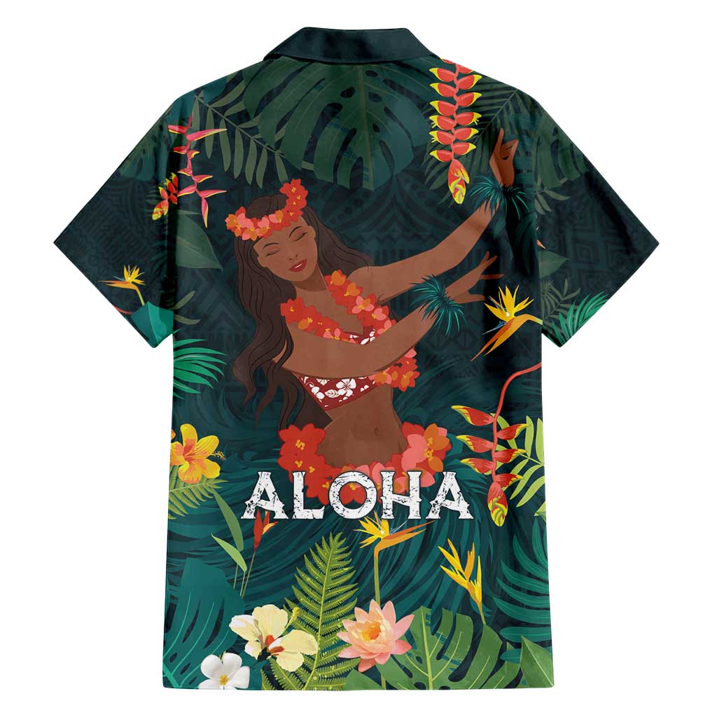 Hawaii Hula Girl Vintage Family Matching Summer Maxi Dress and Hawaiian Shirt Tropical Forest LT7 - Polynesian Pride