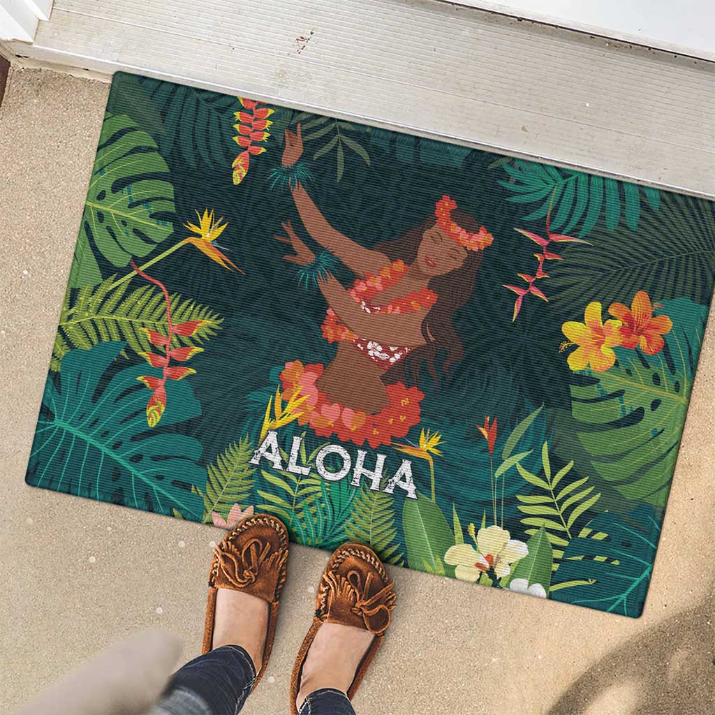 Hawaii Hula Girl Vintage Rubber Doormat Tropical Forest LT7 - Polynesian Pride