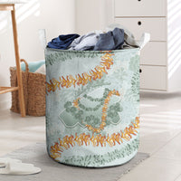 Hawaii Kaho'olawe Island Flowers Lei Laundry Basket Silver Hinahina Kū Kahakai
