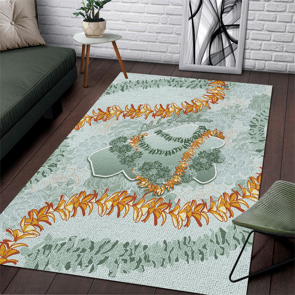 Hawaii Kaho'olawe Island Flowers Lei Area Rug Silver Hinahina Kū Kahakai LT7 Silver - Polynesian Pride
