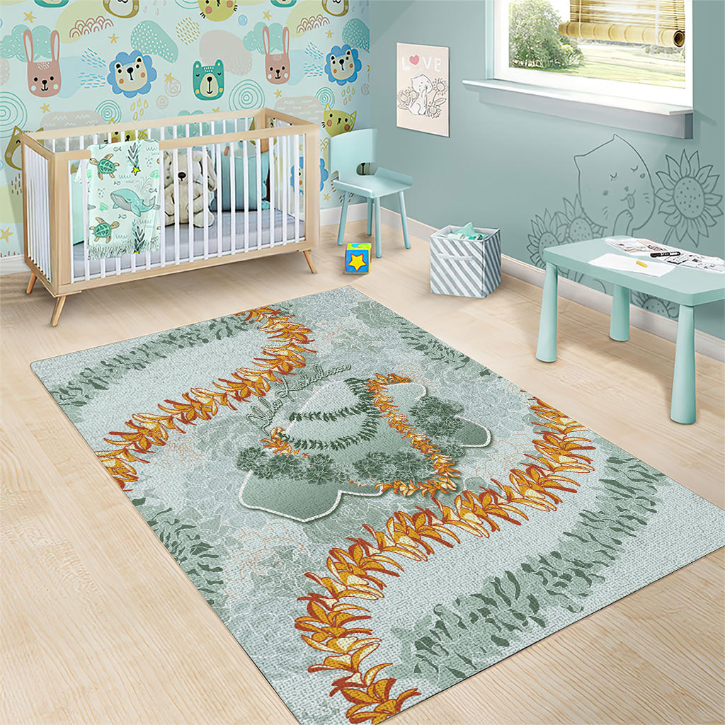 Hawaii Kaho'olawe Island Flowers Lei Area Rug Silver Hinahina Kū Kahakai