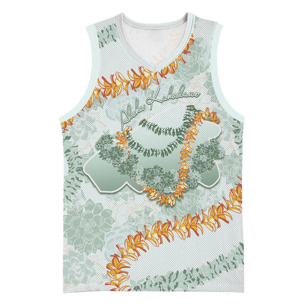 Hawaii Kaho'olawe Island Flowers Lei Basketball Jersey Silver Hinahina Kū Kahakai LT7 Unisex Silver - Polynesian Pride