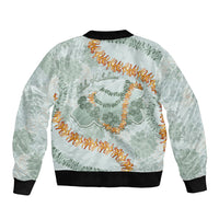 Hawaii Kaho'olawe Island Flowers Lei Bomber Jacket Silver Hinahina Kū Kahakai