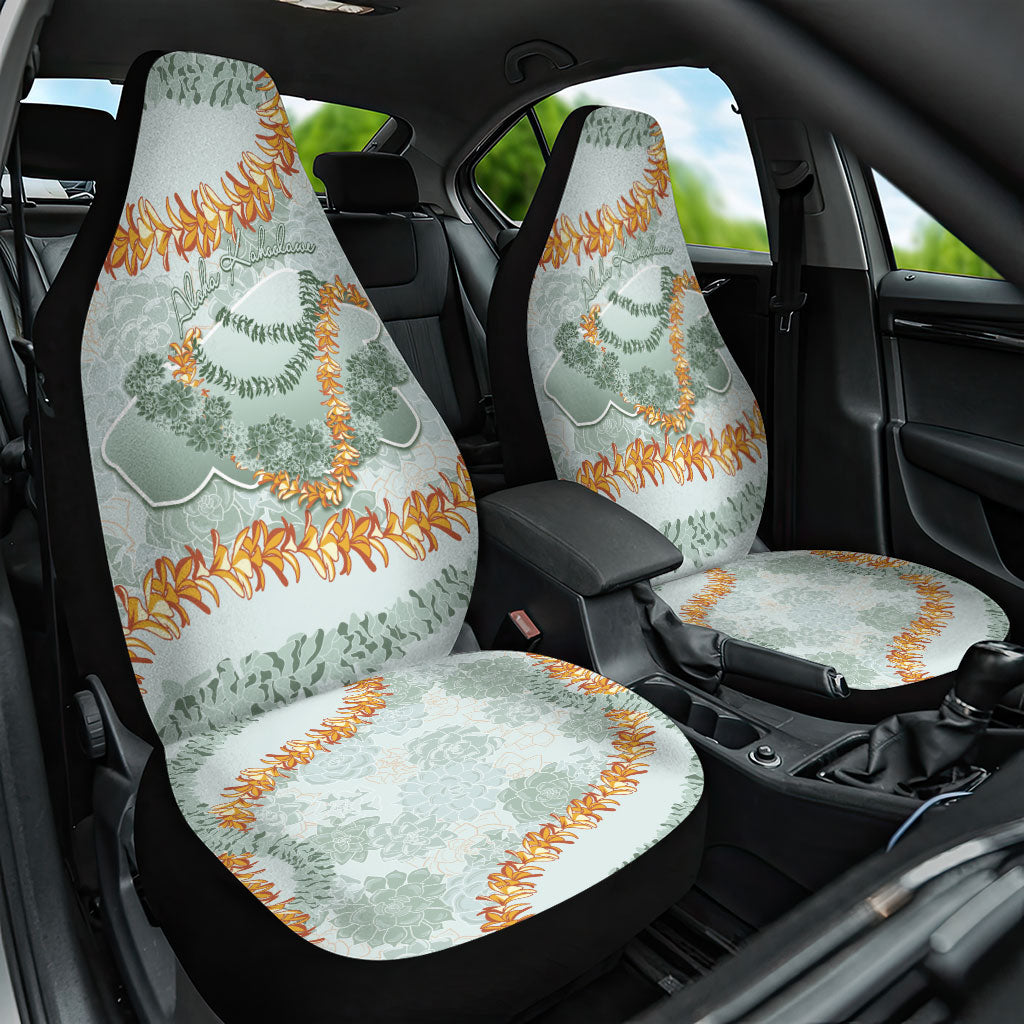 Hawaii Kaho'olawe Island Flowers Lei Car Seat Cover Silver Hinahina Kū Kahakai LT7 One Size Silver - Polynesian Pride
