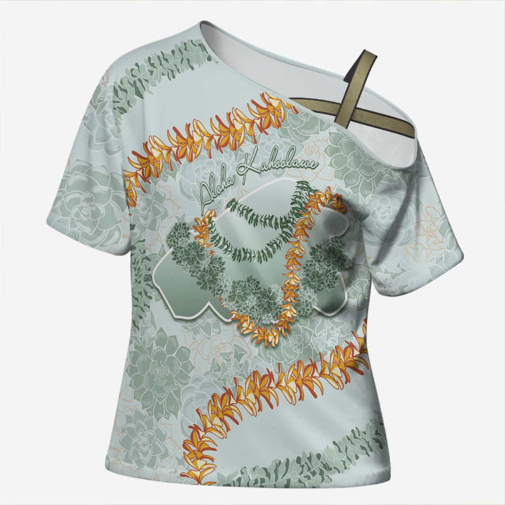 Hawaii Kaho'olawe Island Flowers Lei Cross Shoulder Shirt Silver Hinahina Kū Kahakai LT7 Female Silver - Polynesian Pride