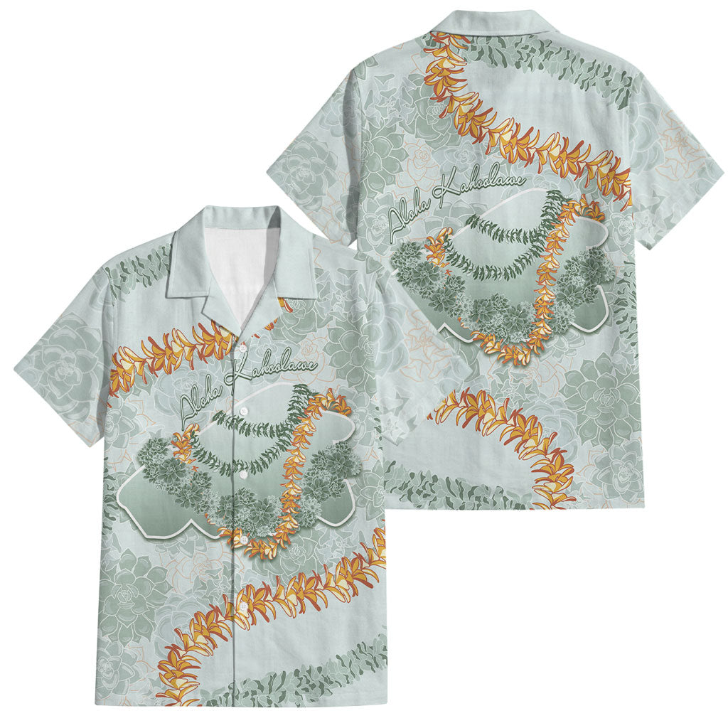 Hawaii Kaho'olawe Island Flowers Lei Family Matching Long Sleeve Bodycon Dress and Hawaiian Shirt Silver Hinahina Kū Kahakai