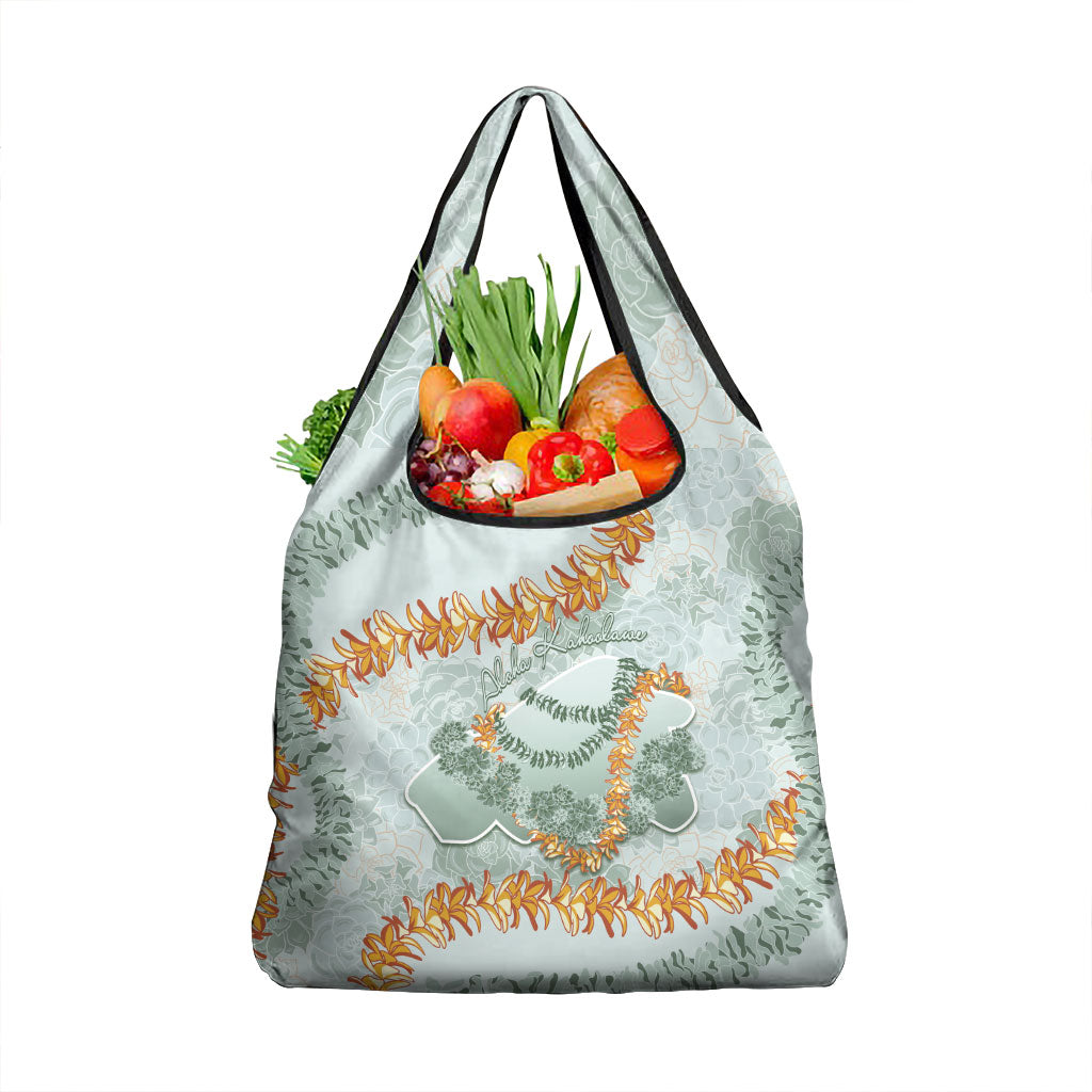 Hawaii Kaho'olawe Island Flowers Lei Grocery Bag Silver Hinahina Kū Kahakai LT7 1-pack One Size Silver - Polynesian Pride