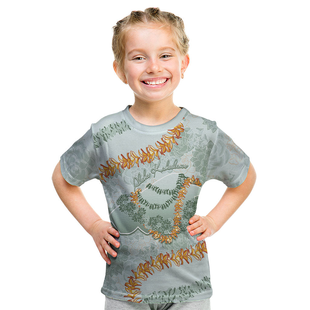 Hawaii Kaho'olawe Island Flowers Lei Kid T Shirt Silver Hinahina Kū Kahakai LT7 Silver - Polynesian Pride