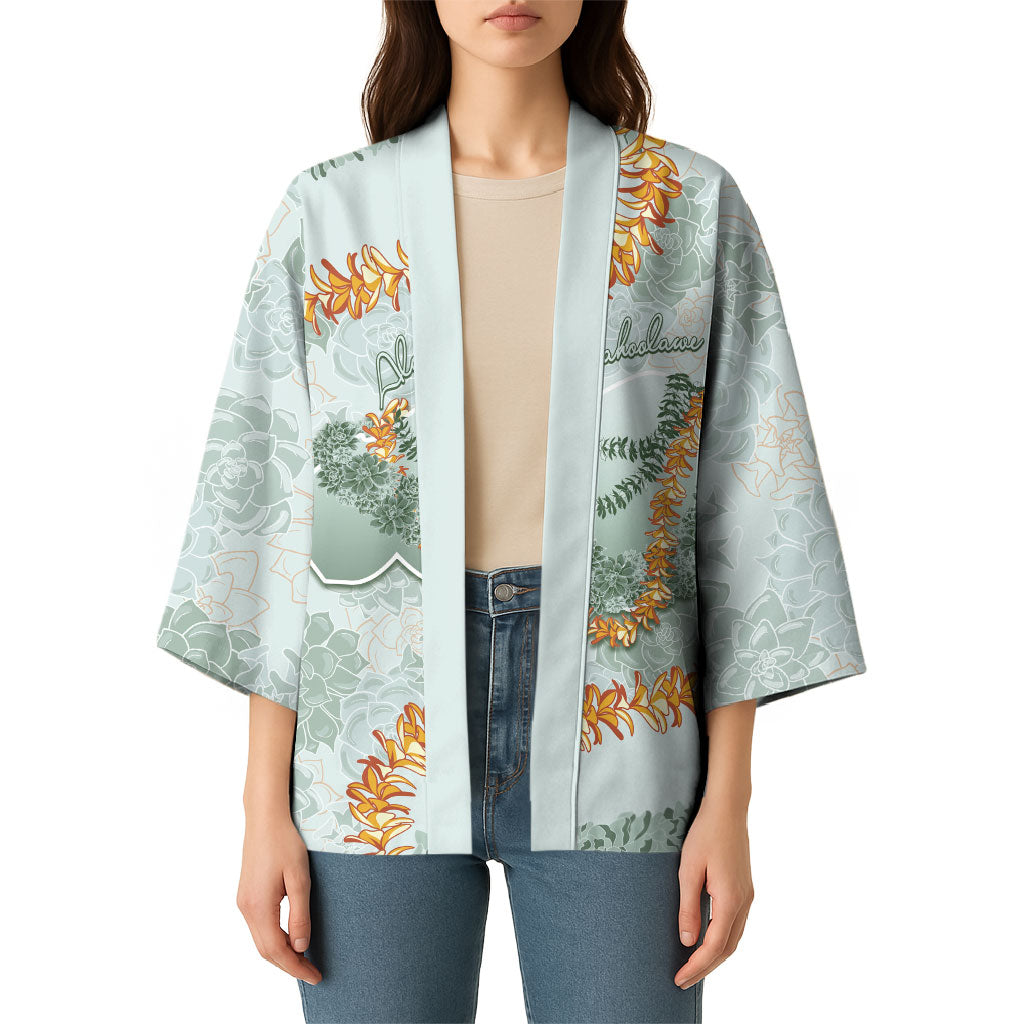 Hawaii Kaho'olawe Island Flowers Lei Kimono Silver Hinahina Kū Kahakai