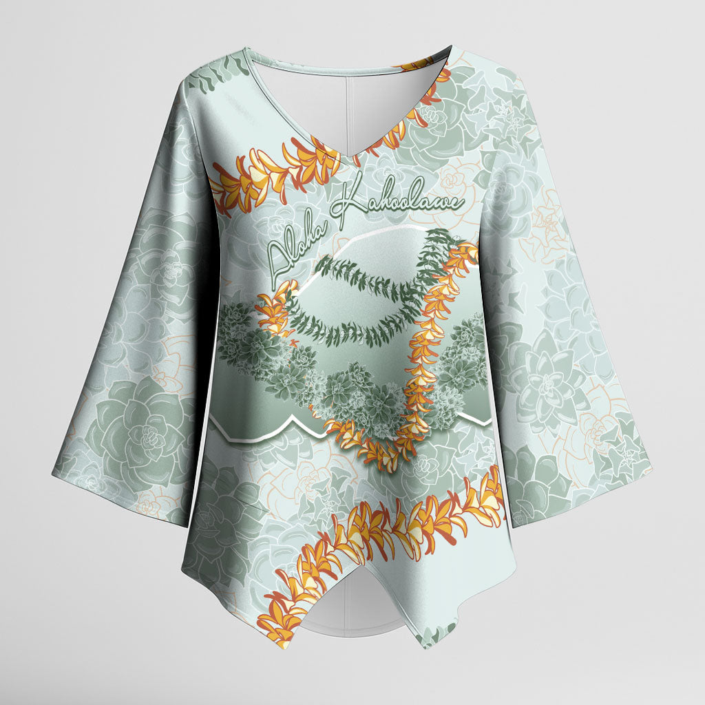 Hawaii Kaho'olawe Island Flowers Lei Kimono Sleeve Blouse Silver Hinahina Kū Kahakai LT7 Female Silver - Polynesian Pride